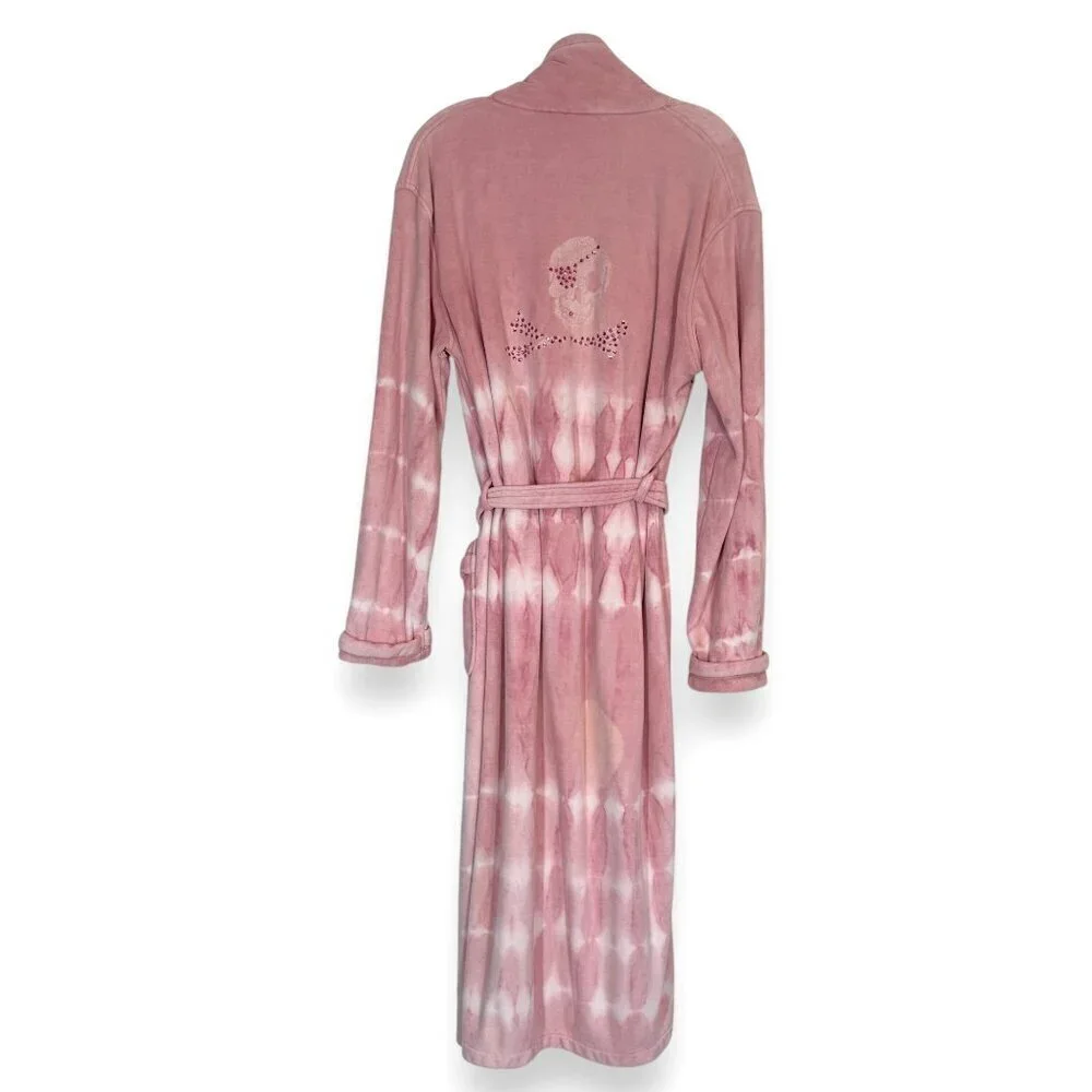 Vintage Y2K Pink Robe Skulls Medium Rhinestones Bling Rare Whimsigoth